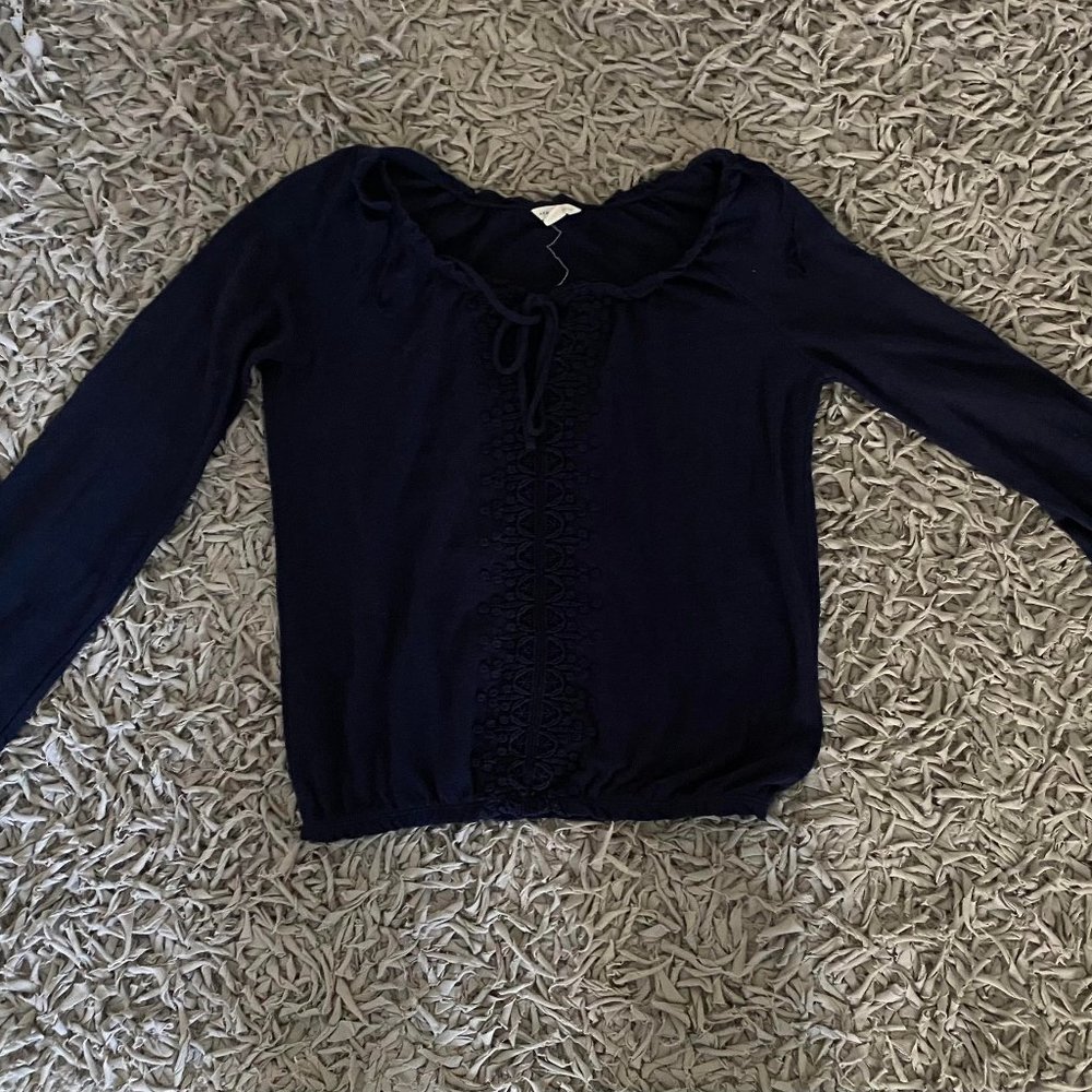 Navy Blue Boho Blouse